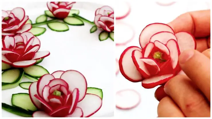 making flowers out of radish